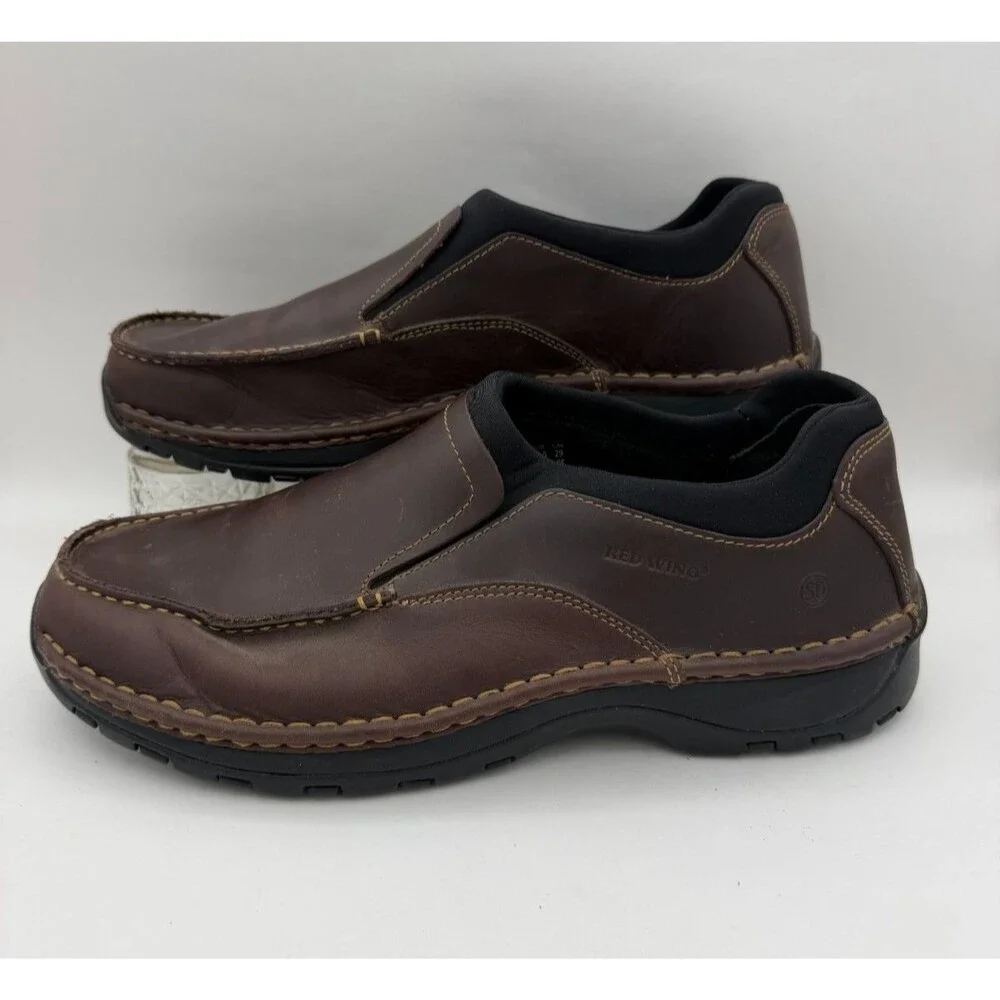 Red Wing Shoes Slip On Shoes Men's 11 E2 Brown Leather Slip Oil Resistant 4054